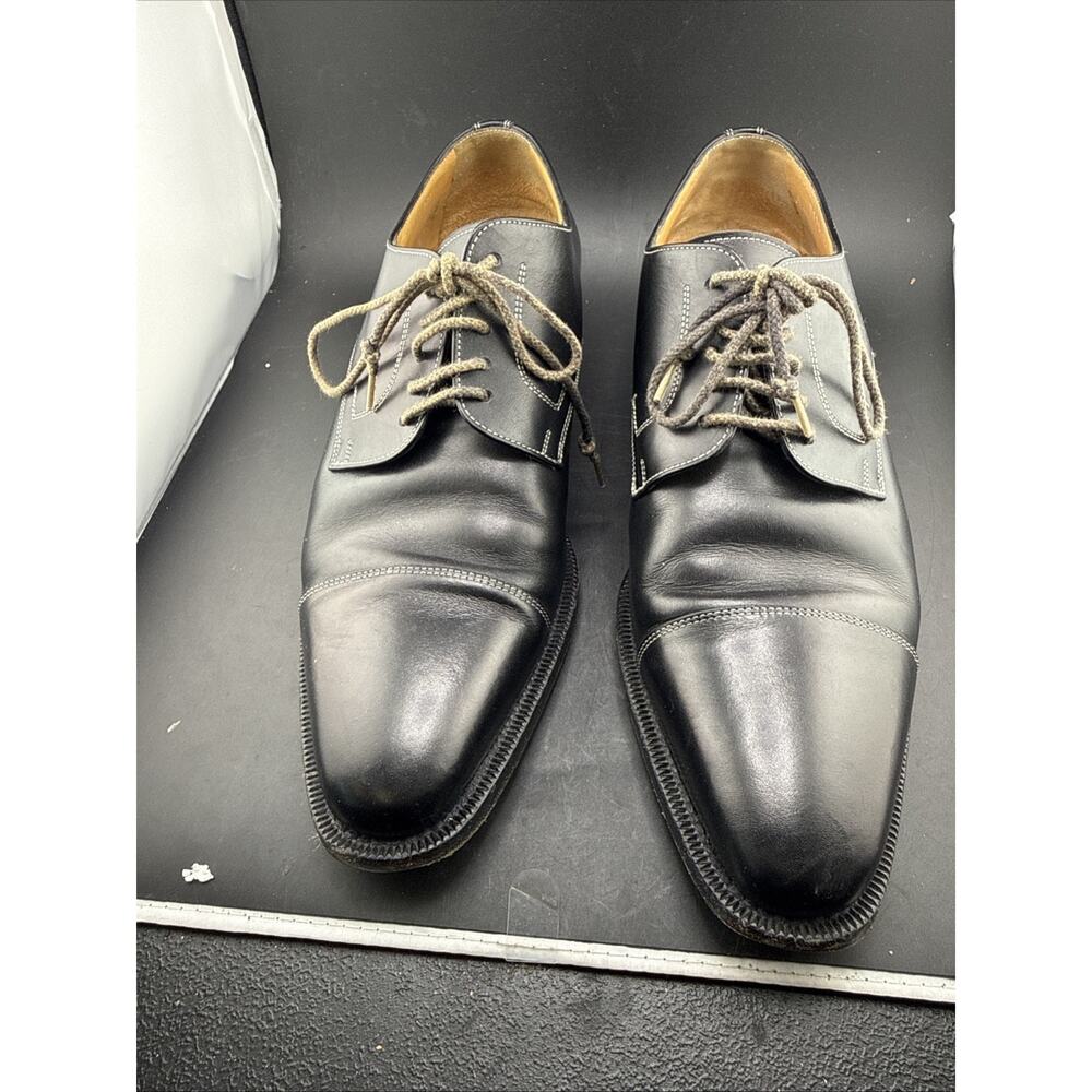 Fratelli Borgioli Black Cap Toe Oxford Dress Shoes Mens 10.5 Leather Italy